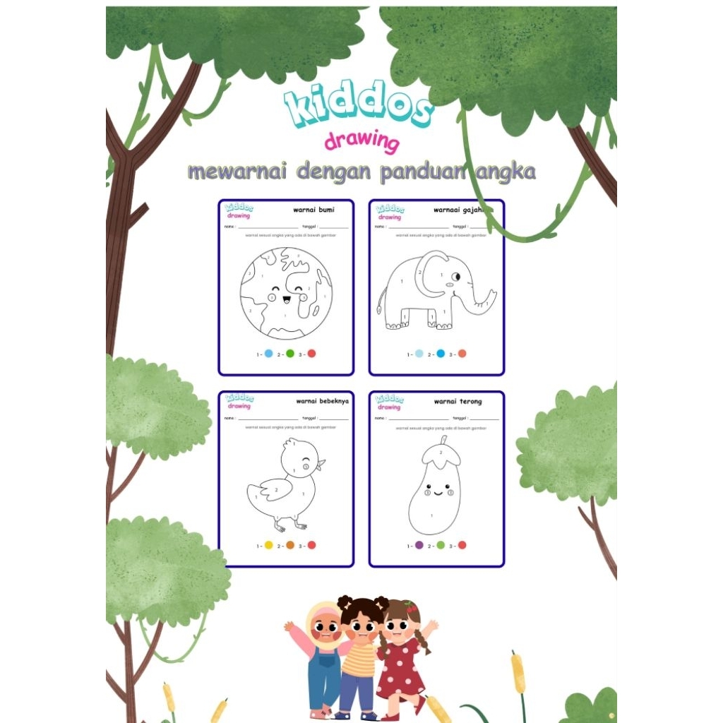 

lembar mewarnai dengan panduan angka cocok untuk mengasah kreativitas anak