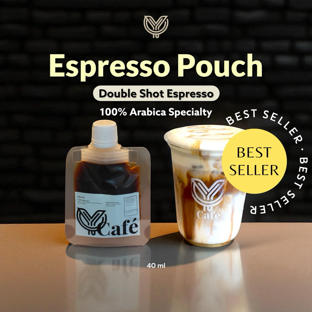 

Double Shot Espresso Pouch 40ml Kopi Instan Siap Minum by Y Cafe