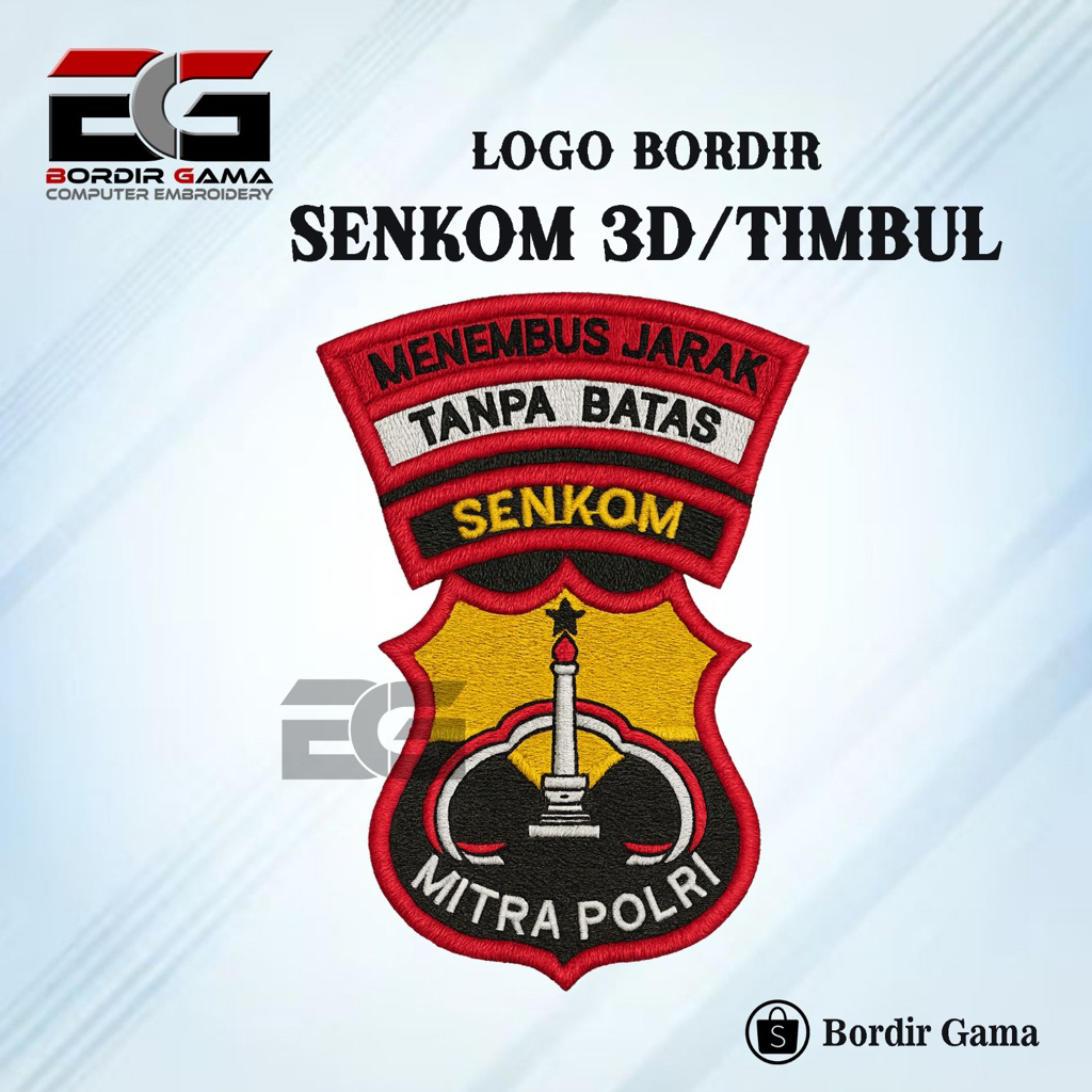 LOGO SENKOM MITRA POLRI BORDIR TIMBUL 3D BADGE KOMPUTER PRODUKSI ORIGINAL PREMIUM