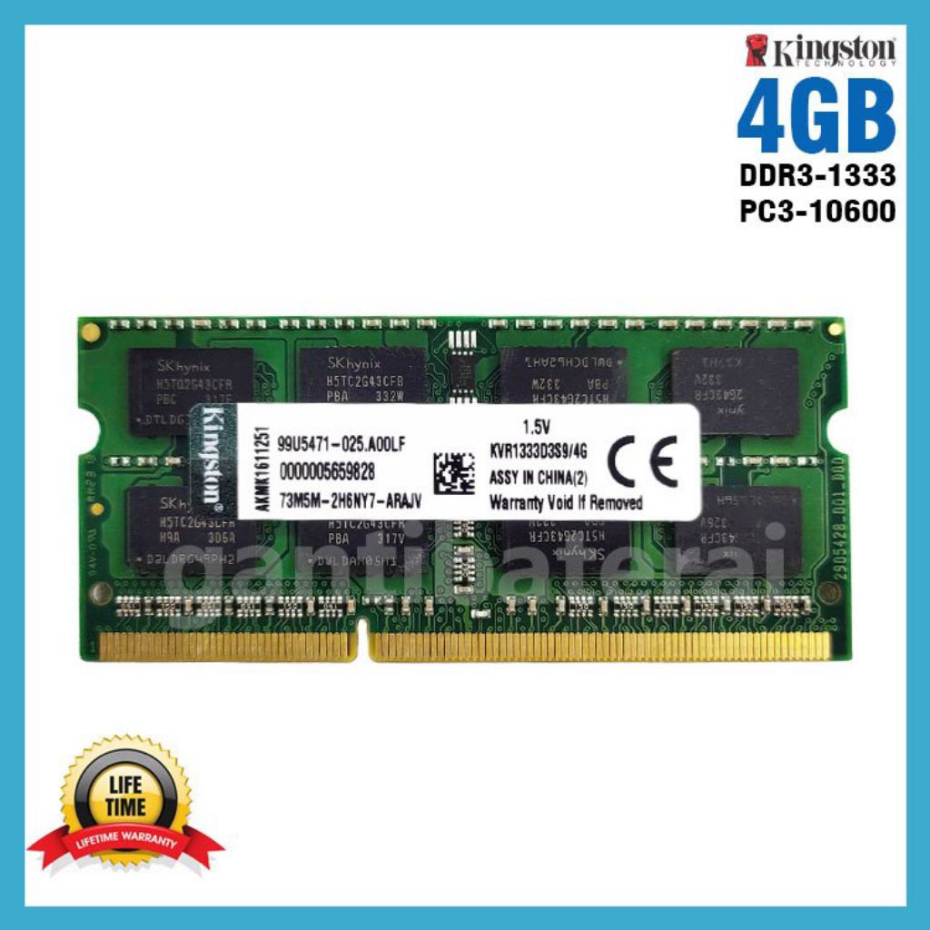 SODIMM RAM LAPTOP DDR3 4GB PC3-10600s 1333Mhz (Second)