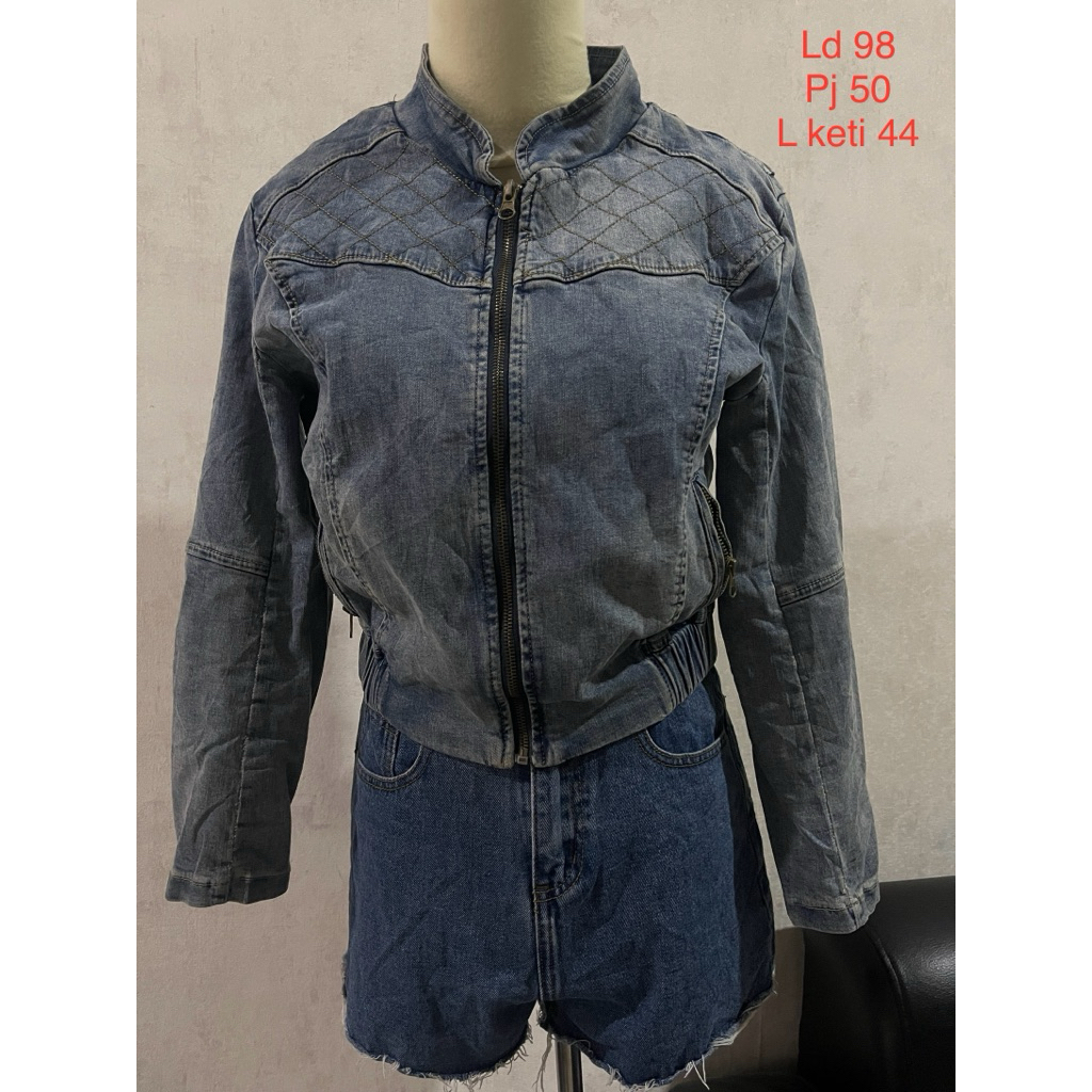 Kiss kiss xoxo jaket jeans jaket denim wanita jaket jeans zipper anak remaja