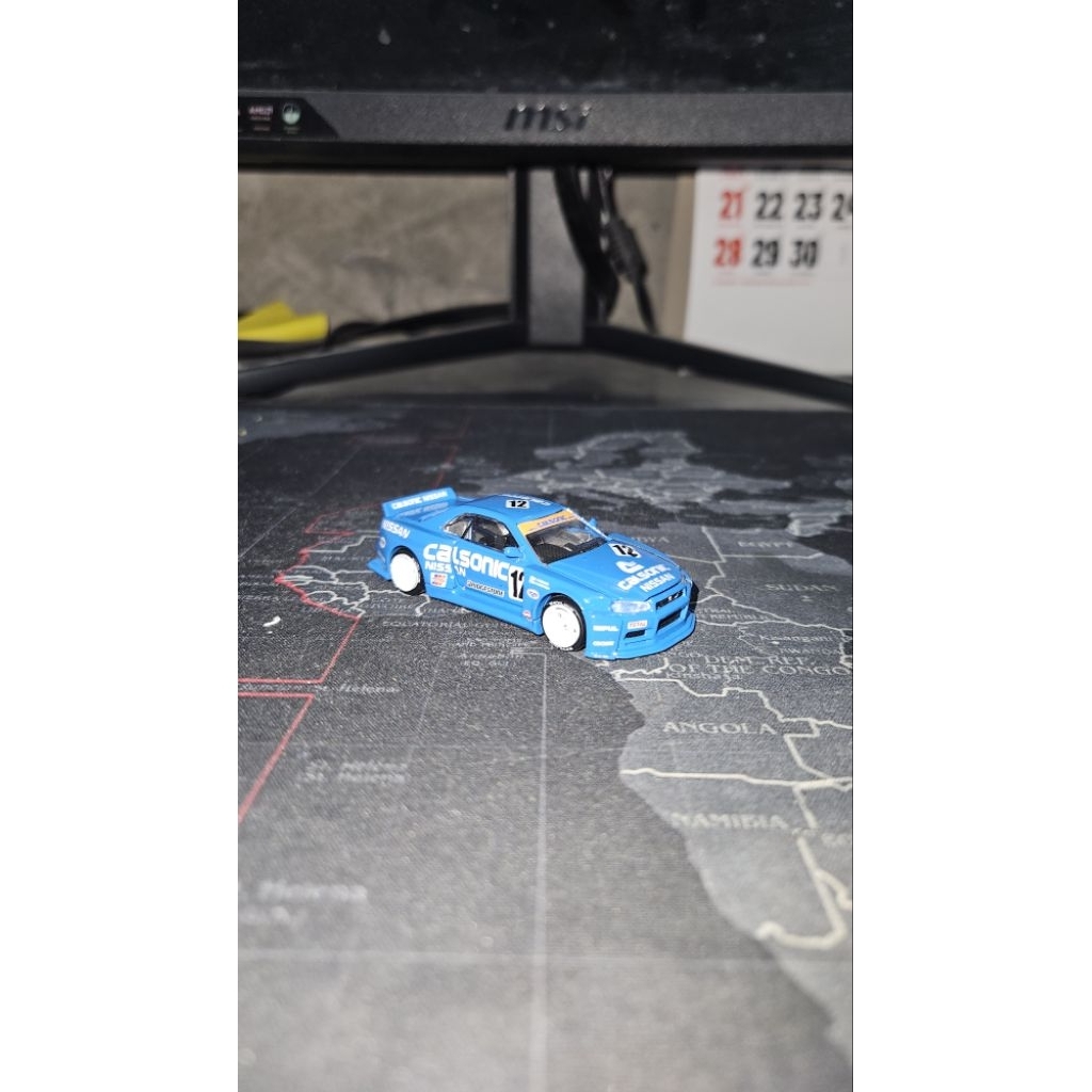 Mini GT x Kaido House Nissan Skyline GT-R R34 Kaido Works (V2 Aero) Custom Calsonic Blue