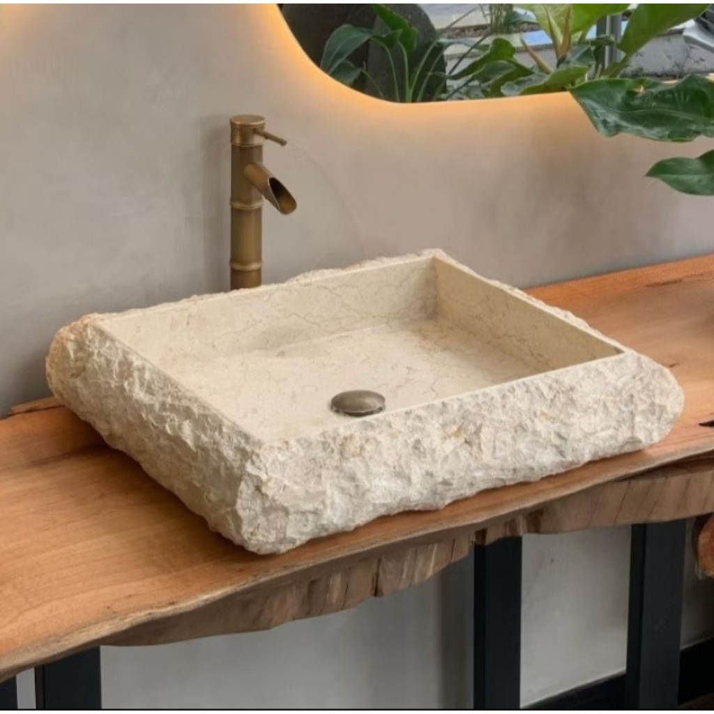 Wastafel Batu Marmer Natural 50×35 Cm