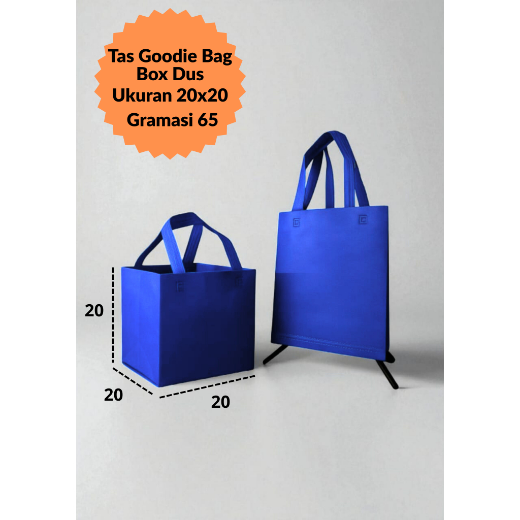 

Tas goodie bag Box Dus | Bahan spunbond | Tas Box Dus pres UK (20x20) | Tas Kotak Nasi | Tas Box Hajatan
