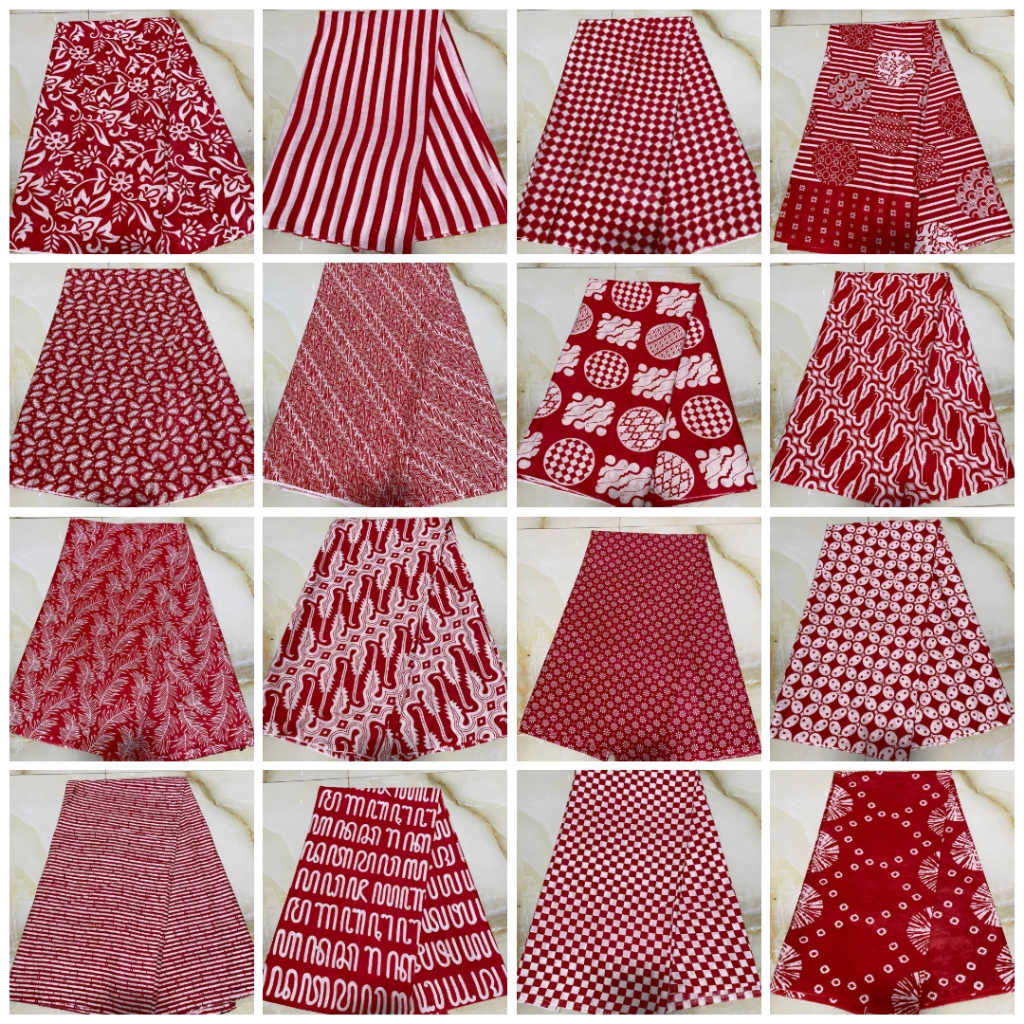 KAIN BATIK MERAH PUTIH Kain Batik Halus Motif Kain Printing Kain Katun Bahan Baju Batik Seragam Bati