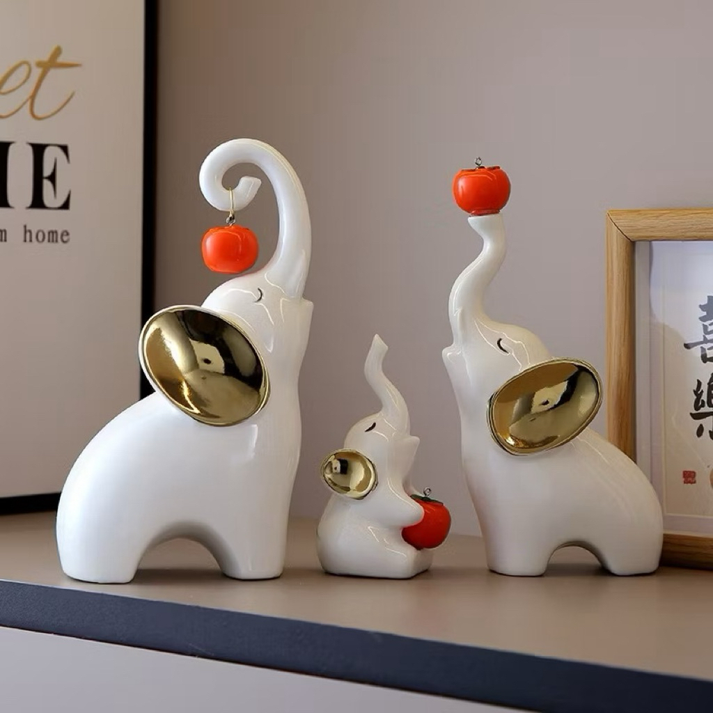 Harmony Elephant Family Figurine / Gajah Set / Dekorasi Ruangan