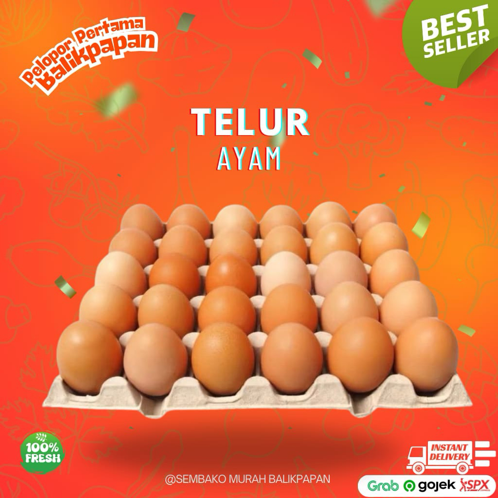 

telur ayam ukuran besar isi 30