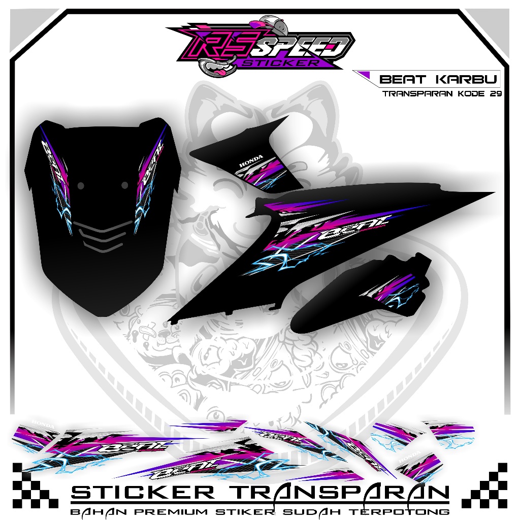 STRIPPING BEAT KARBU 2010 VARIASI STIKER BEAT KARBU 2010 UV TRANSPARAN KODE 30 BAHAN PREMUM