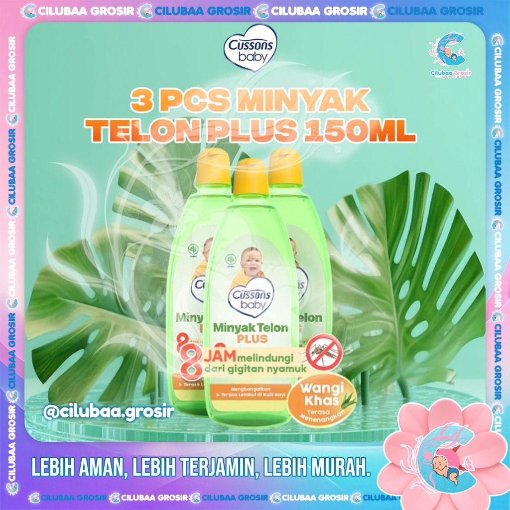 3 Pcs Cussons Baby Telon Oil Plus 150ML || Minyak Telon Cussons Bayi 150ml