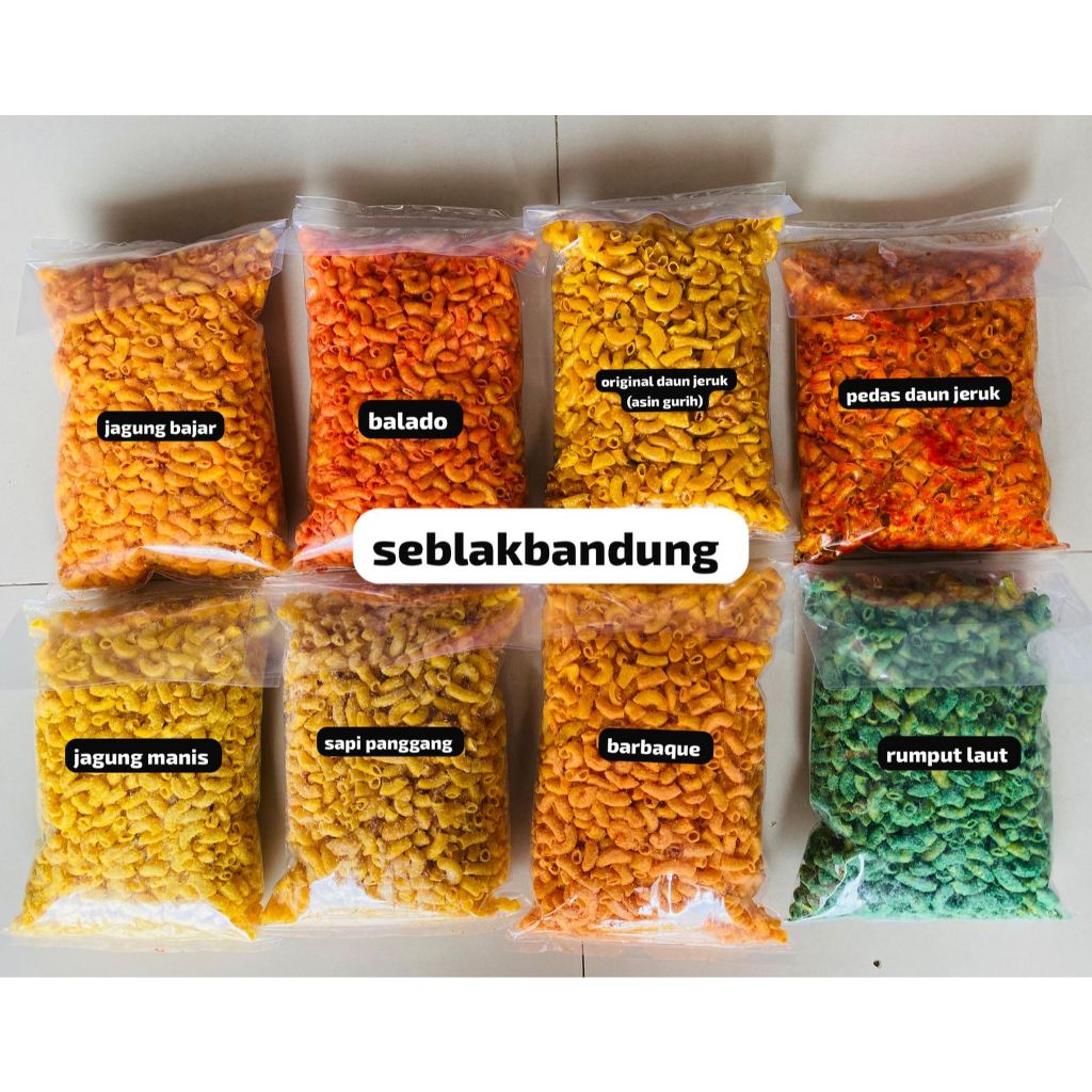 

MAKARONI KRIUK READY VARIAN RASA BALADO/BARBAQUE/SAPI PANGGANG/JAGUNG BAKAR/JAGUNG MANIS/RUMPUT LAUT/PEDAS DAUN JERUK/ORIGINAL DAUN JERUK