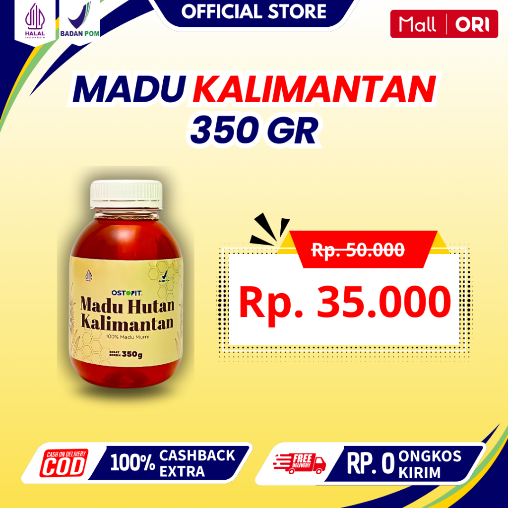 

OSTOFIT Madu Hutan Asli Kalimantan 100% Halal Tanpa Campuran - 350 gr
