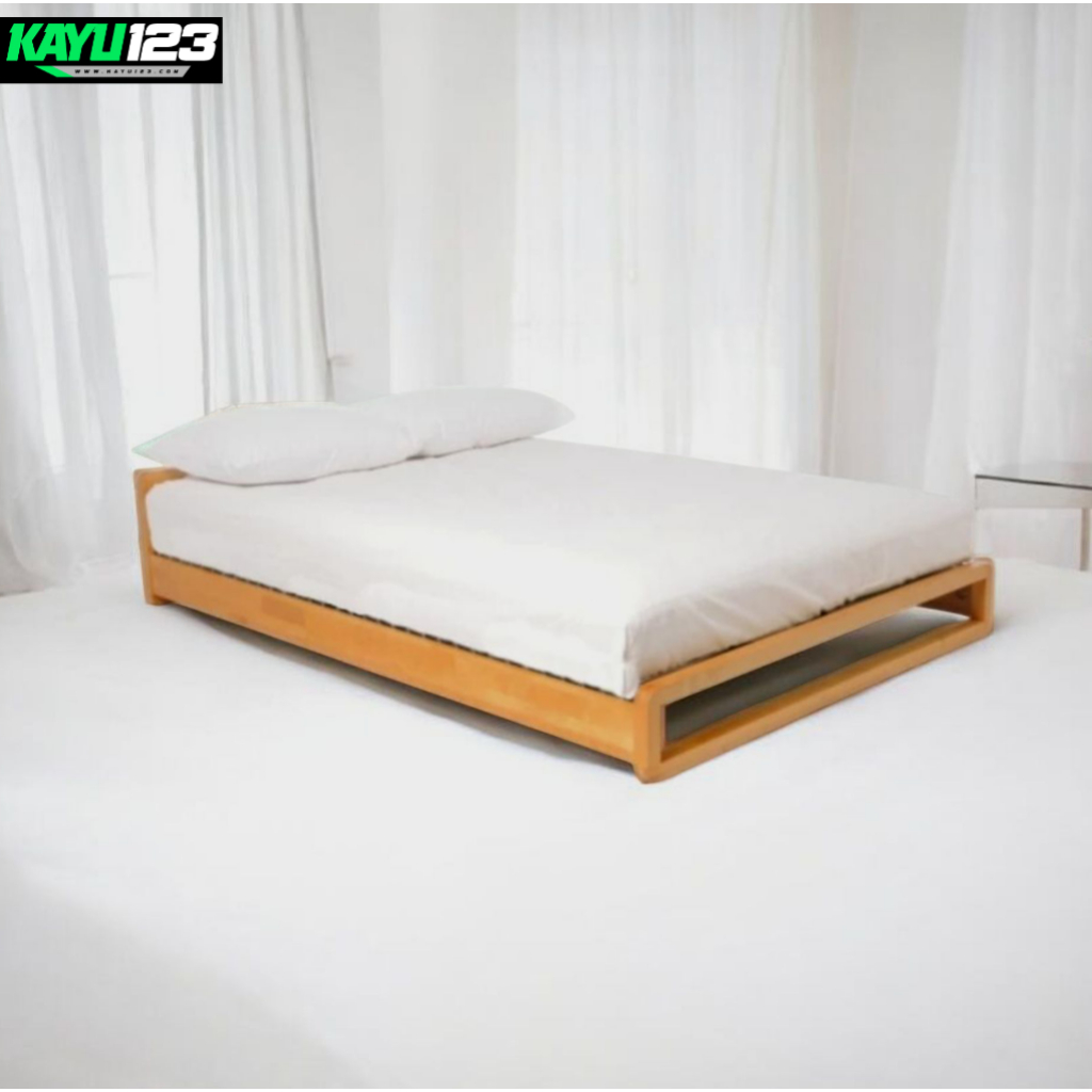 Rangka tempat tidur kayu single divan kayu divan minimalis kayu - 90 x 200 cm