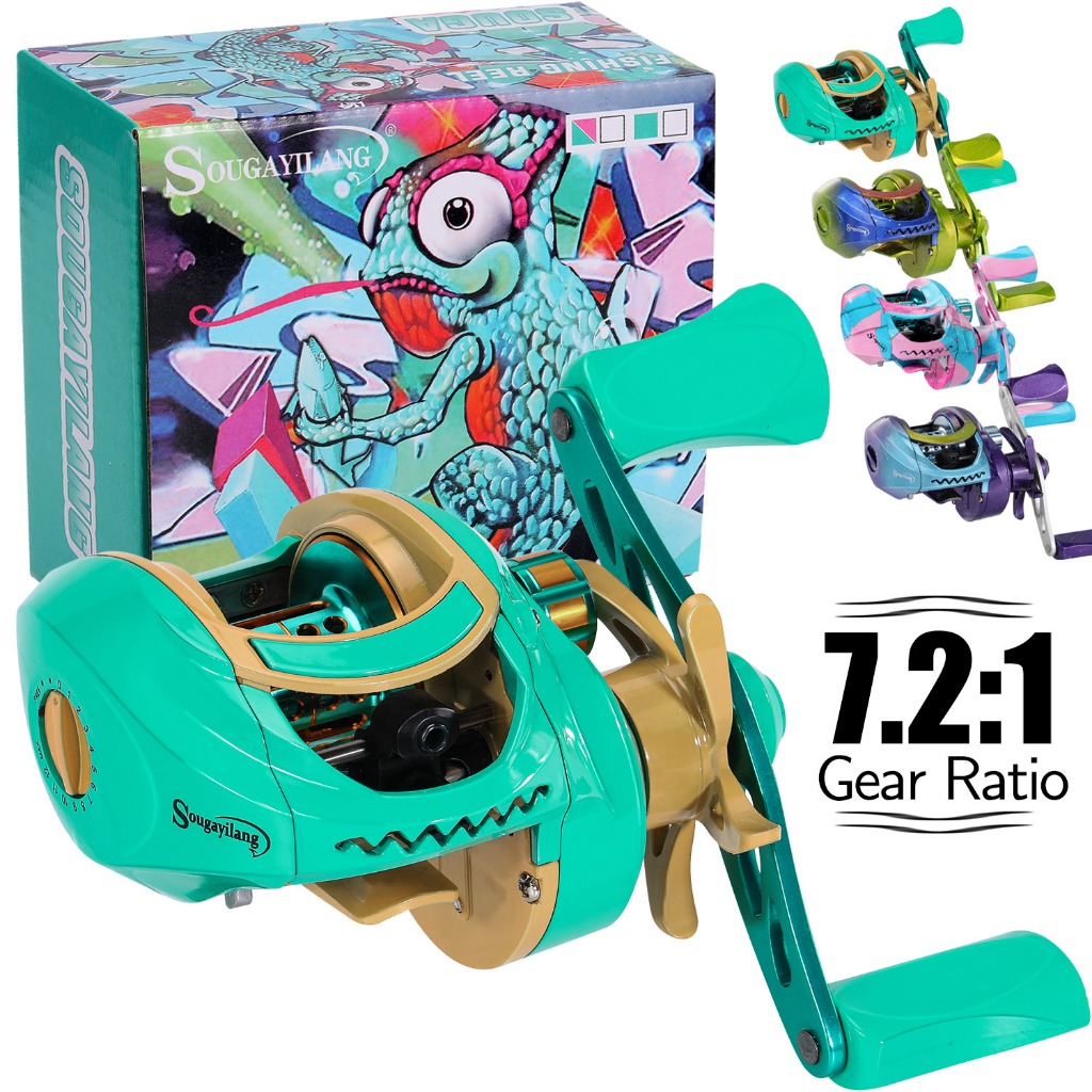 Sougayilang Baitcasting Fishing Reel Macaron Color 17+1BB 7.2:1 High Speed Anti-corrosion Aluminum S