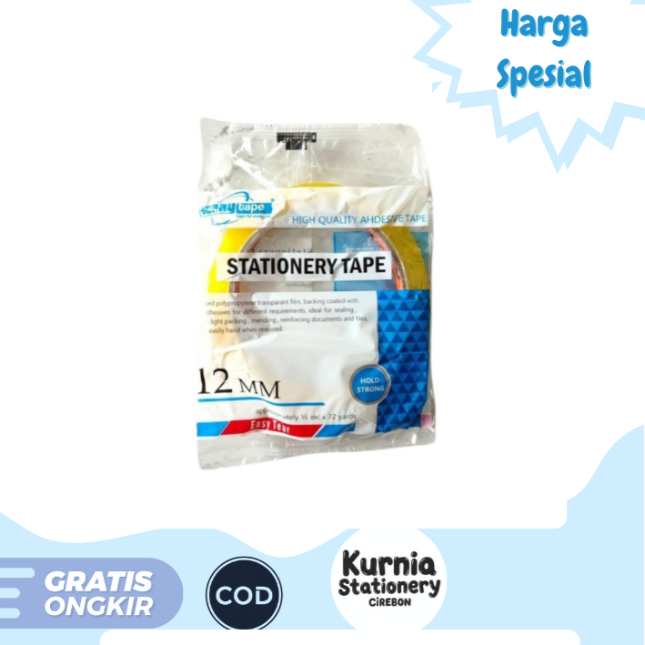 

Berry Tape Stationary Tape 12 mm x 72 Yard / Solasi Easy Tear / Isolasi