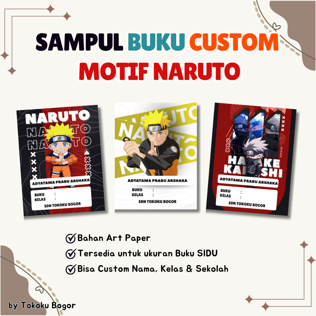 

Sampul Buku Motif Naruto Custom Nama dan Sekolah Anak Murah / Sampul Buku Tulis Motif / Sampul Buku Naruto