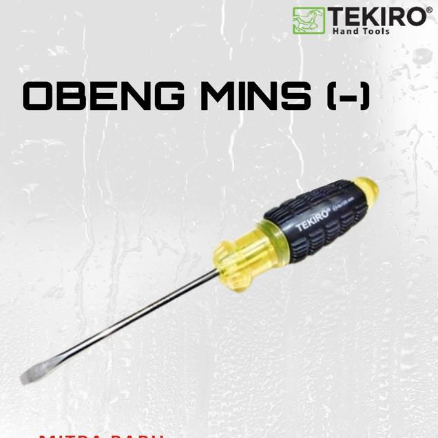 Obeng Minus (-) TEKIRO Gagang karet Panjang Kuning / Obeng Min Merk Tekiro Tersedia Varian Ukuran