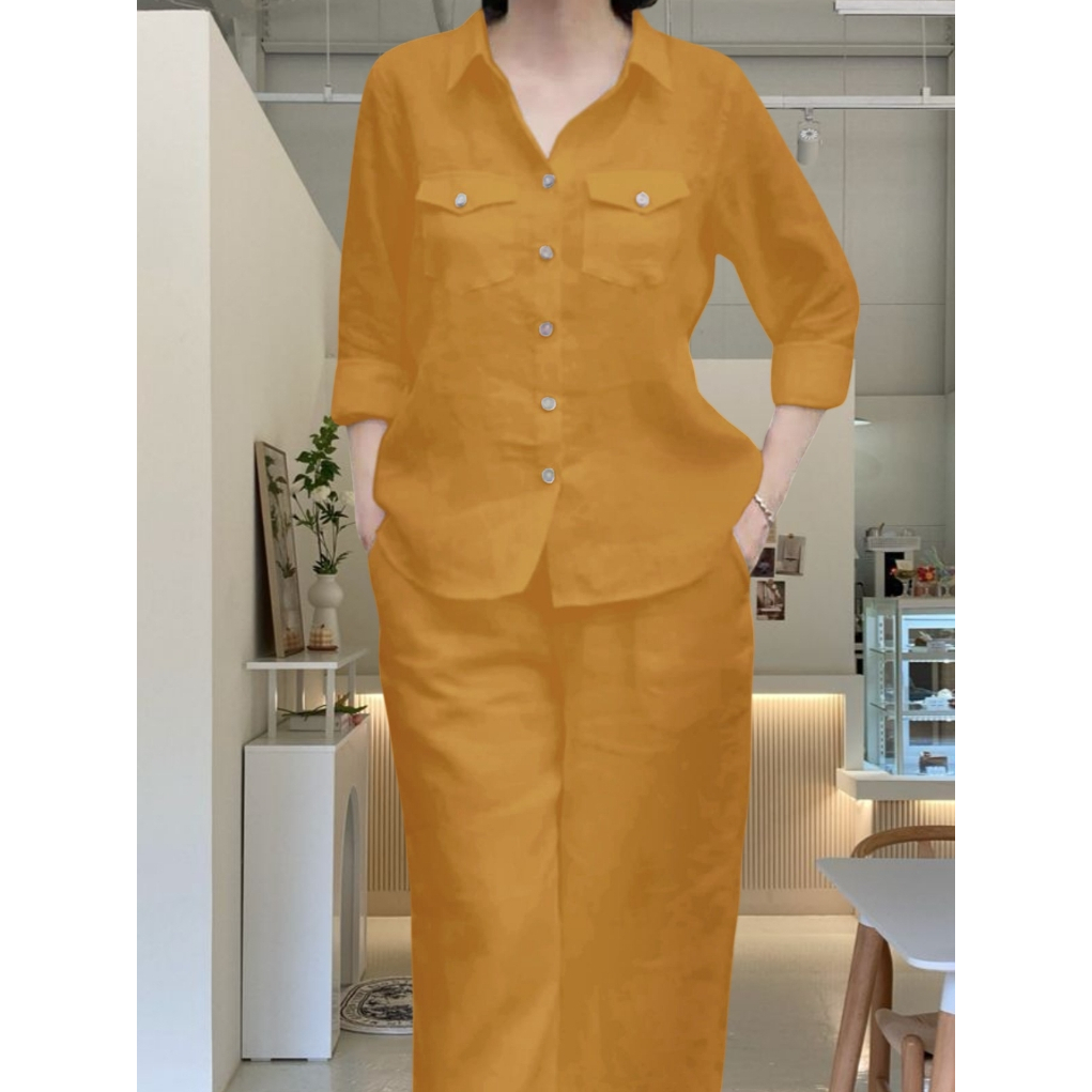 Oneset Rintan Setelan Baju Wanita Kekinian - Setcel Bahan Rayon Twill Atasan Celana Panjang Wanita