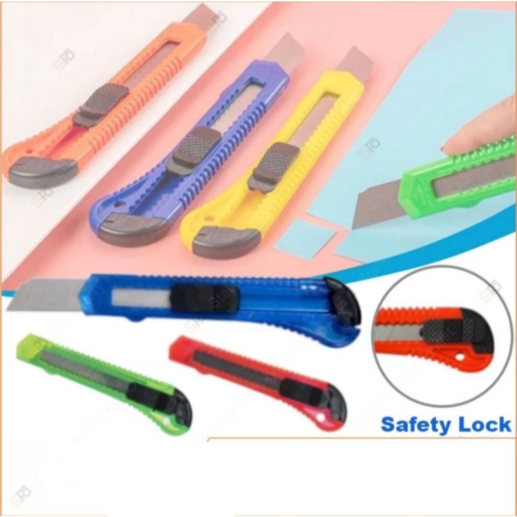 

Pisau Cutter Besar Transparan 18mm - Alat Potong Kertas Super Tajam - Warna Beragam - Hitam