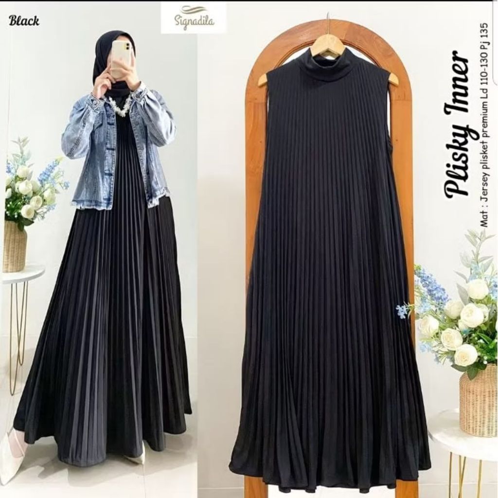 PLIZY INNER PLISKET UCANSEE | inner dress polos | gamis kuntung | manset dress