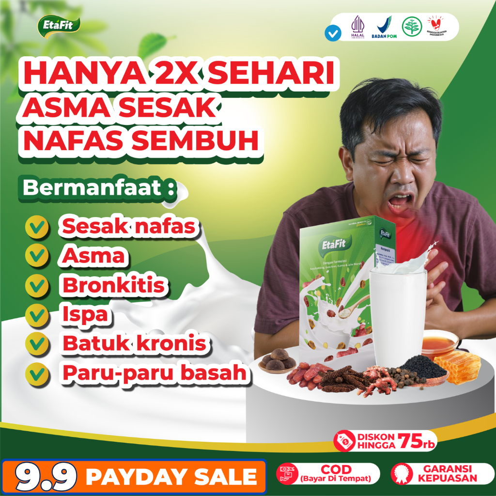 

ETAFIT Obat Detox Terapi Asma Sesak Nafas ISPA Batuk Kronis & Sakit Tenggorokan - Susu Kambing Etawa Pernafasan Herbal Asli 100% Herbal