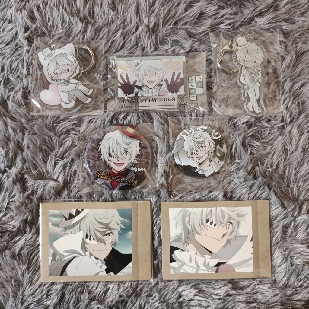 Official Bungo Stray Dogs Merch Nikolai Gogol Keychain, Can Badge, Pashakore BSD Merchandise