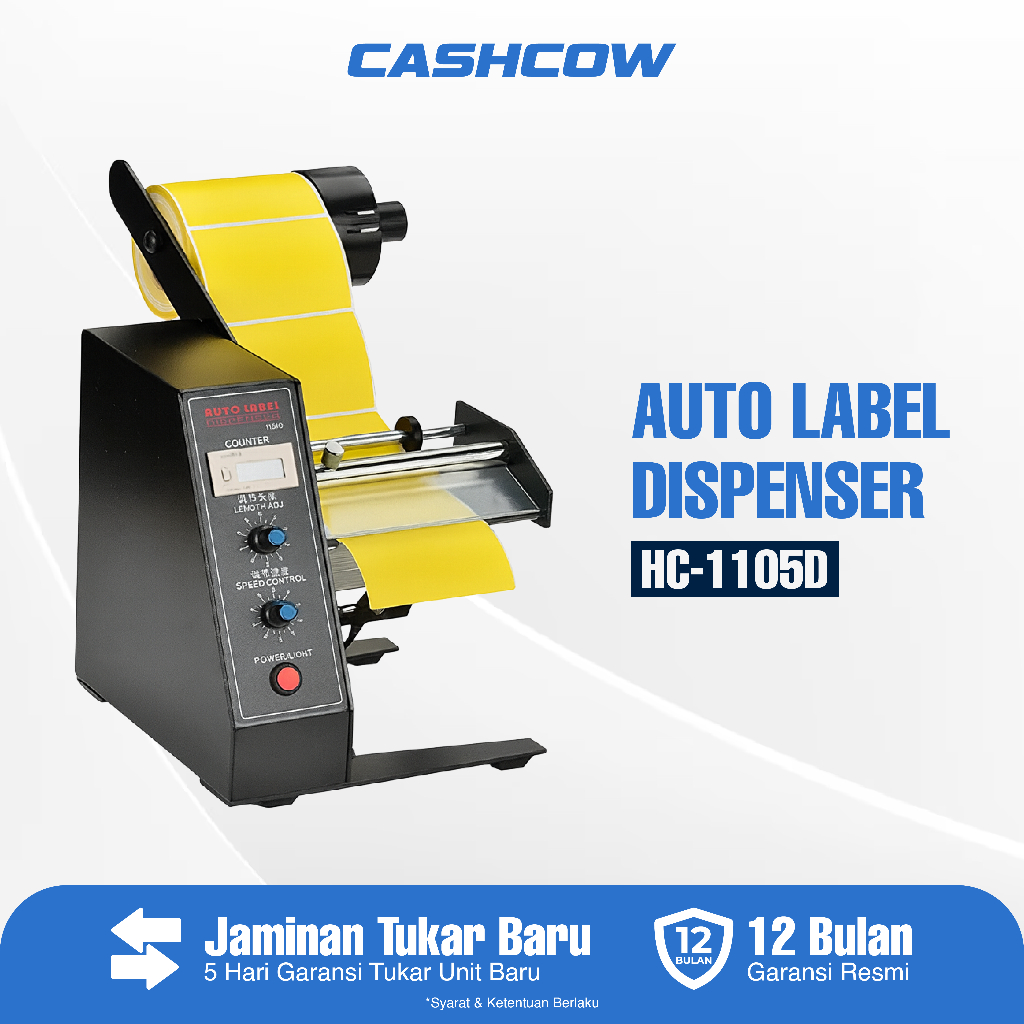 

CASHCOW HC-1105D Auto Label Dispenser untuk Packing/Produksi, Sensor Otomatis (4–140mm)