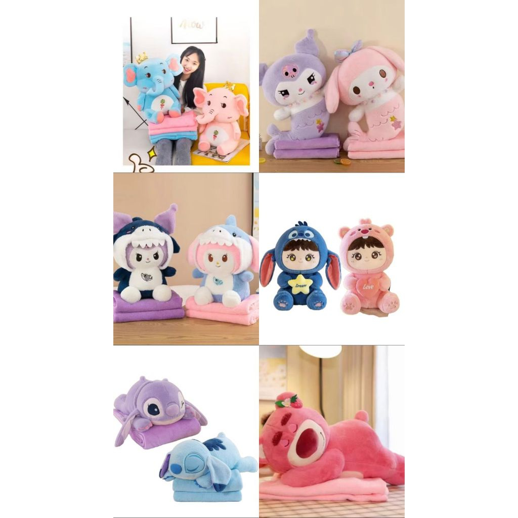 Balmut Boneka Bantal Selimut 2in1 Bantal & Selimut travel Bantal Toys Karakter Lucu