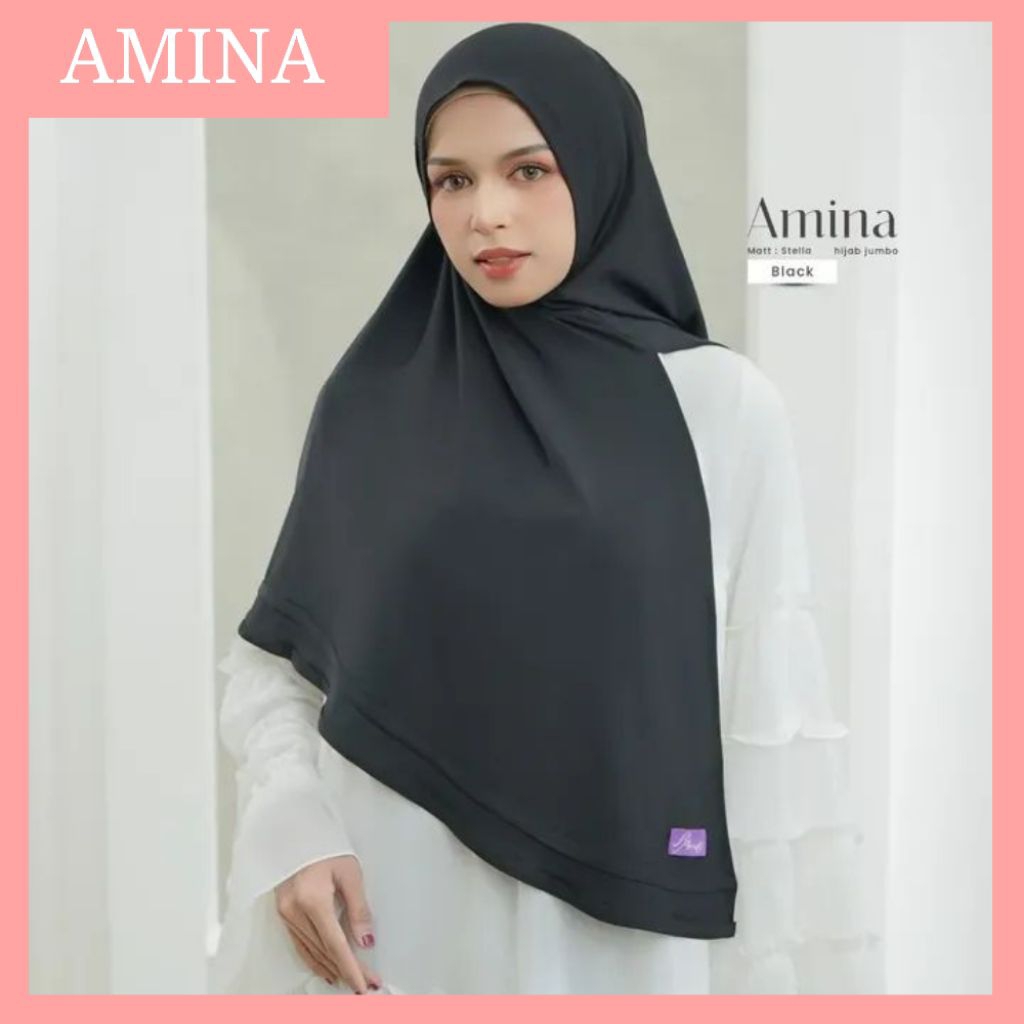 READY STOCK √ Hijab Jilbab Amina Ar Rafi Bergo Non Ped Belah Tengah √ Hijab Arrafi Jumbo Instant Wan