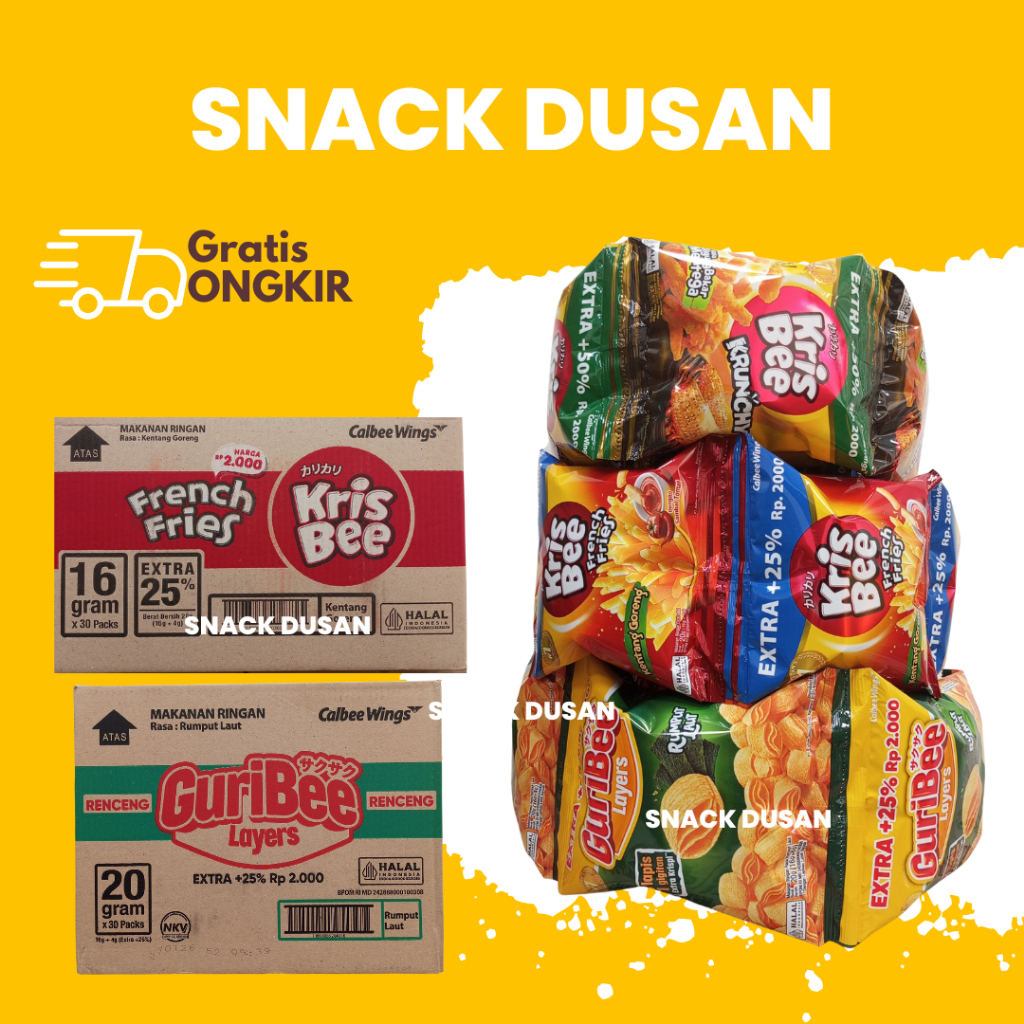 

[DUS] GURIBEE KRISBEE FRENCH FRIES KRISBEE CRUNCHY CALBE WINGS CIKI KENTANG KERIPIK KENTANG GORENG 1 DUS