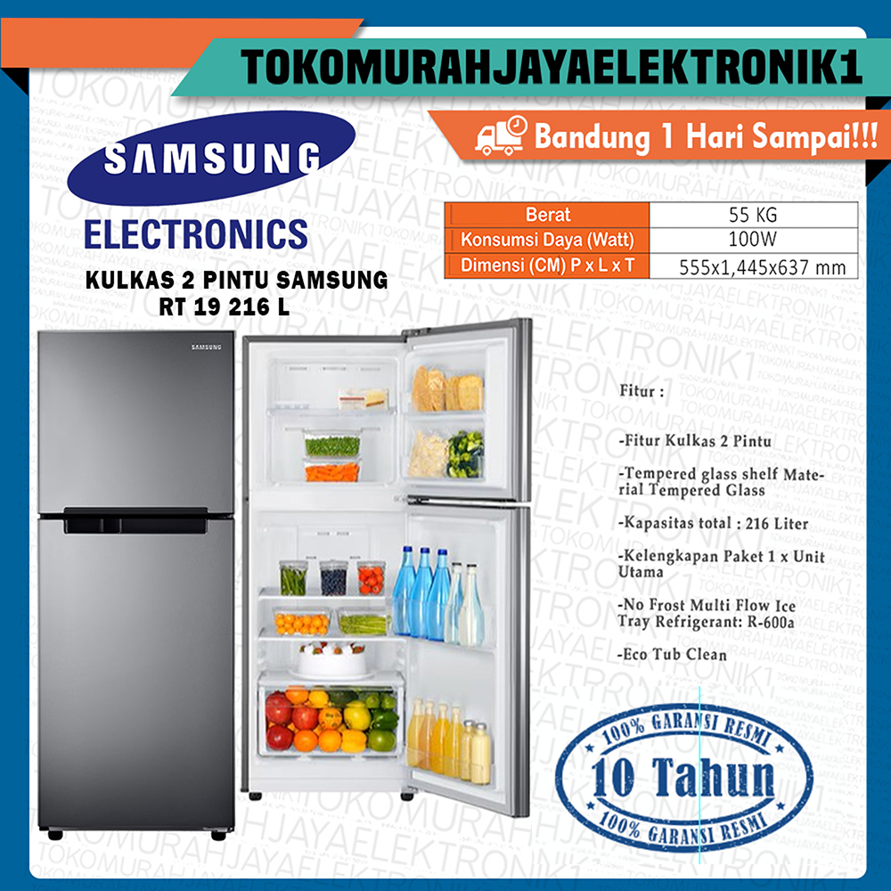 Kulkas Samsung 2 Pintu RT19 Inverter / Kulkas Samsung RT19 216 Liter Garansi Resmi