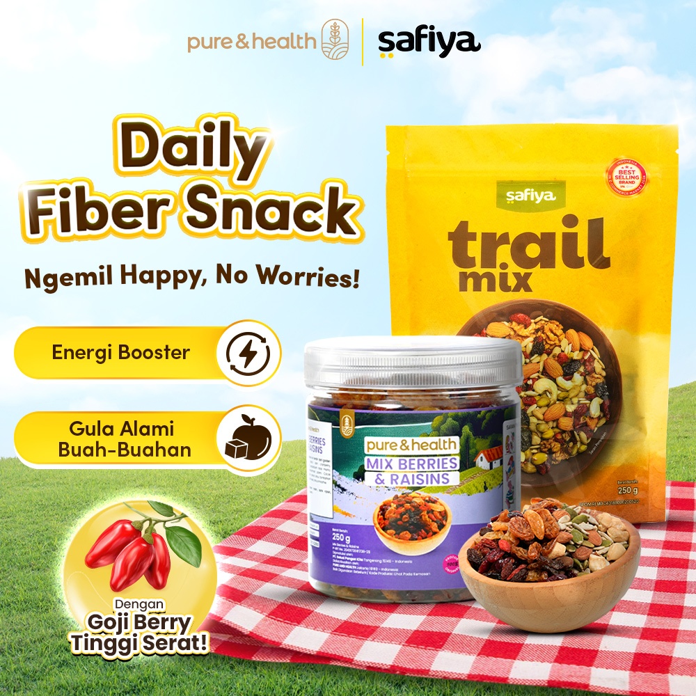 

Combo Trail Mix dan Mix Berry and Raisins - Cemilan Sehat Cocok untuk Campuran Muesli atau Granola