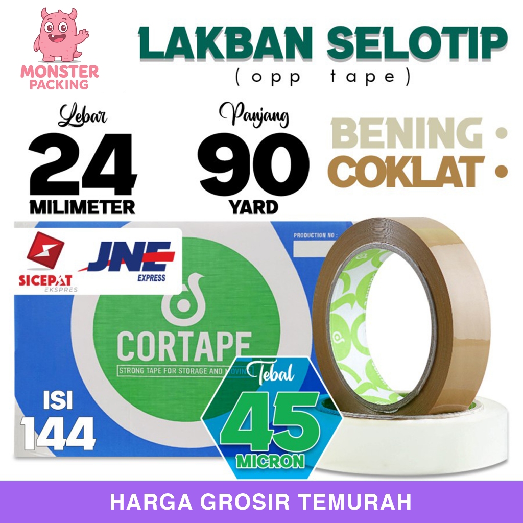 

Lakban isolasi Solatip 24mm x 90y OPP Tape Cortape Varian KARGO / DUS