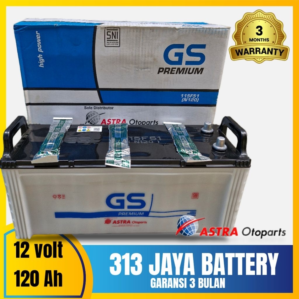 AKI GS ASTRA N120 / 115F51 , GS PREMIUM N120 ASTRA OTOPARTS ( 120 amper ) BUS , HINO BUS , GENSET 12