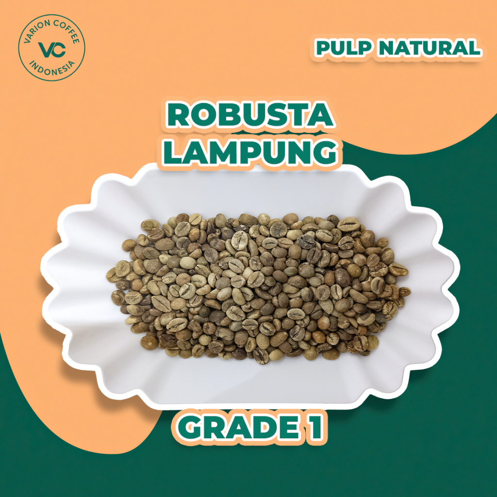 

Green Bean Robusta Lampung Pulp Natural Varion Coffee - Biji Kopi Mentah 1Kg - Grade 1