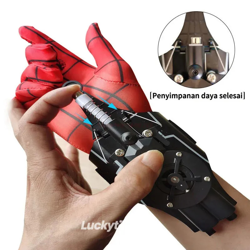 Spider man Web Shooters Mainan Keren Versi yang Ditingkatkan Shooter Mainan Sarung Tangan Spiderman