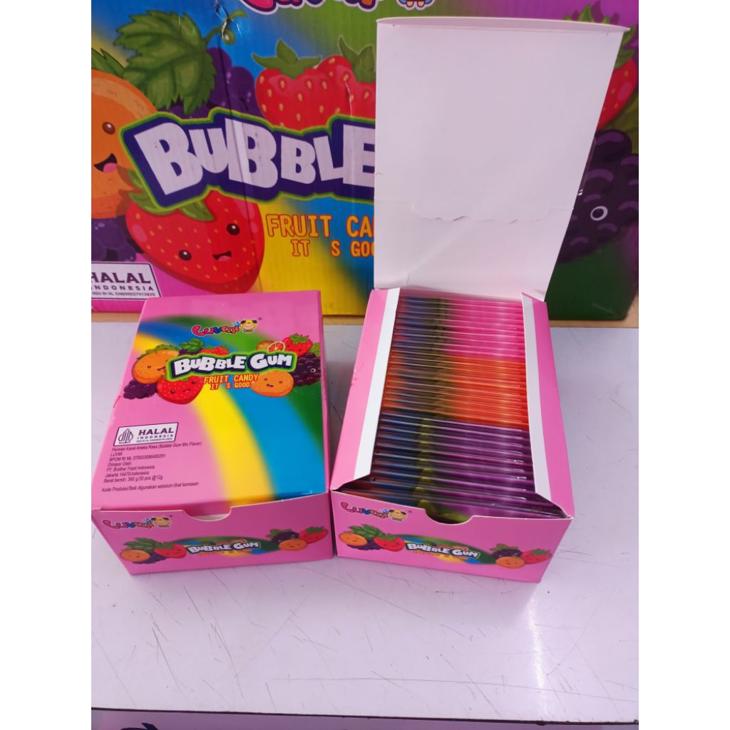 

permen BUBBLE GUM rasa buah buahan 1 box isi 30 pcs