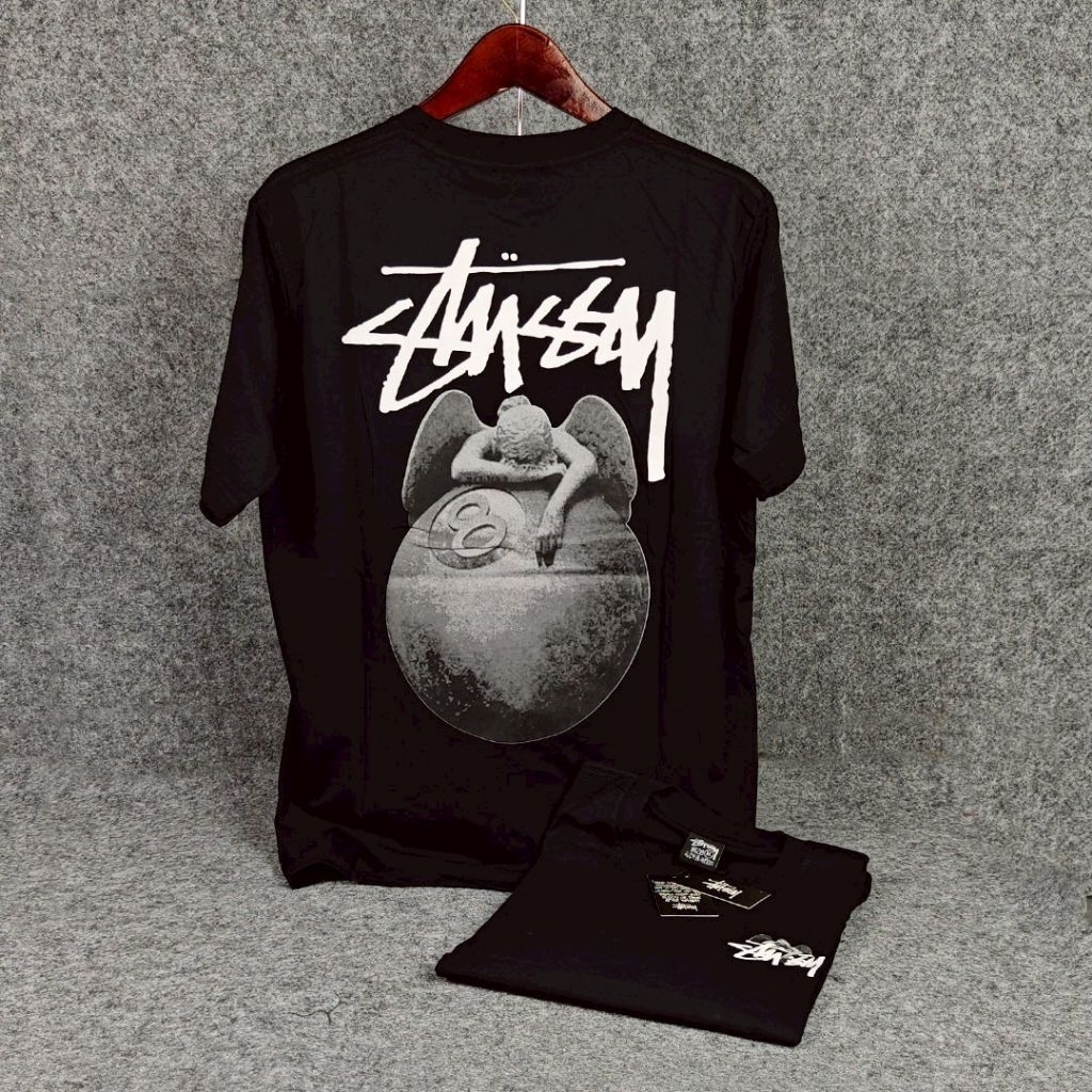 Kaos Pria Distro Premium Branded Stussi Ball 8 Lengan Pendek