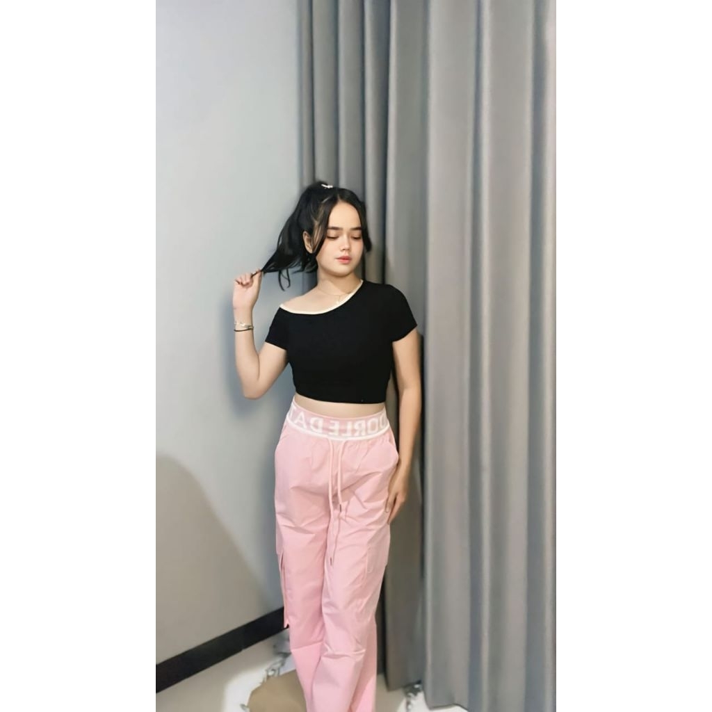 CELANA PANJANG WANITA CARGO PINGGANG KARET