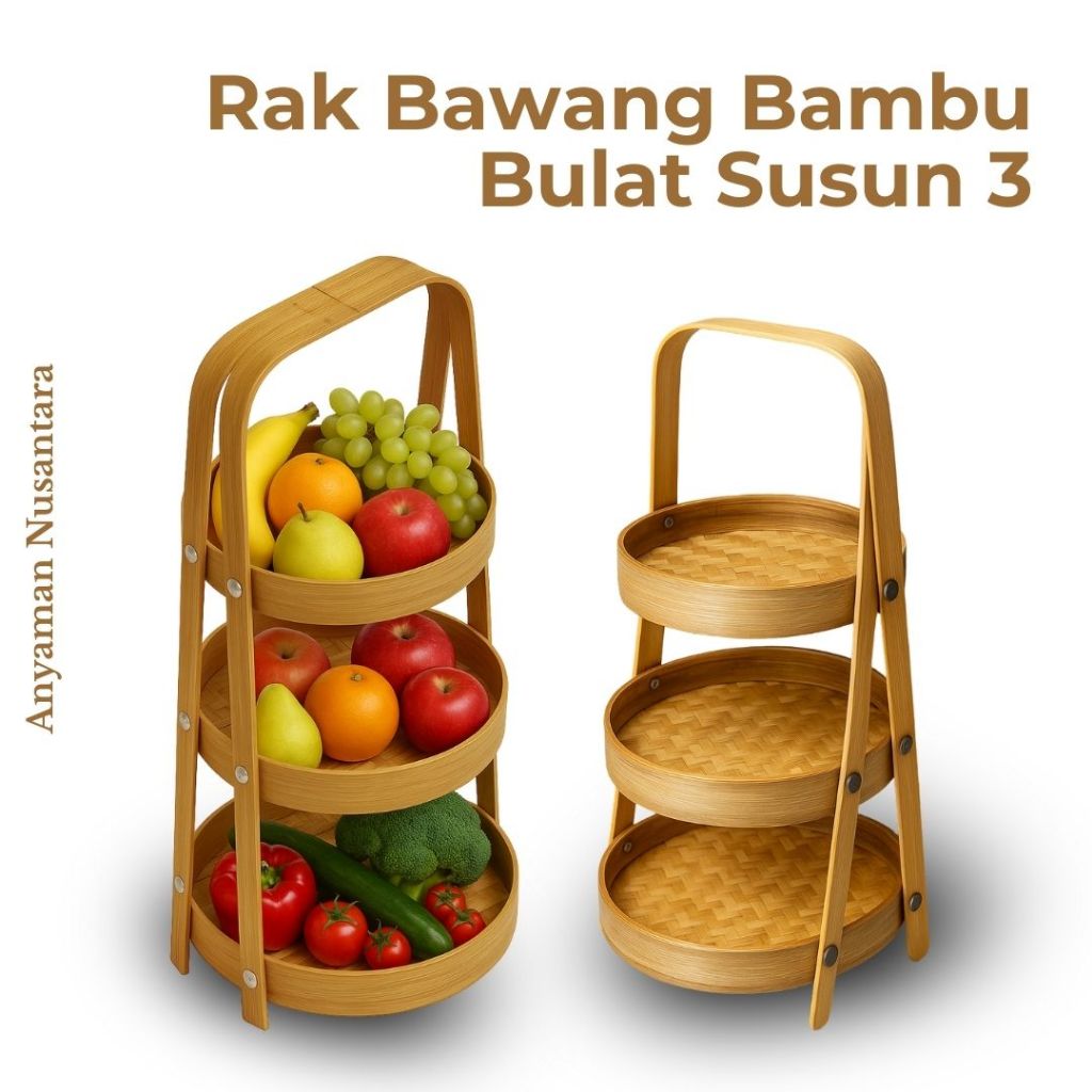 Rak Bambu | Rak Bumbu | Rak Buah | Rak Bambu Untuk Dapur | Rak Bumbu Kotak | Rak Bumbu Susun 3