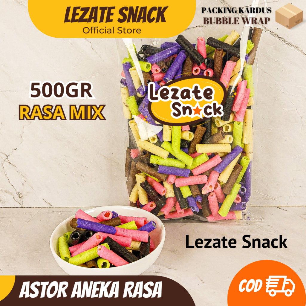 

Astor Mini Campur 500gr Kiloan Murah Rasa Mix Coklat Strawberry Blueberry Pandan Vanila Blackforest Enak Manis Renyah / Wafer Roll Coklat Kacang Kiloan Greentea Astor Kiloan Barcelona / Wafer Rolls Coklat Vanila Lezate Snack LEZATE