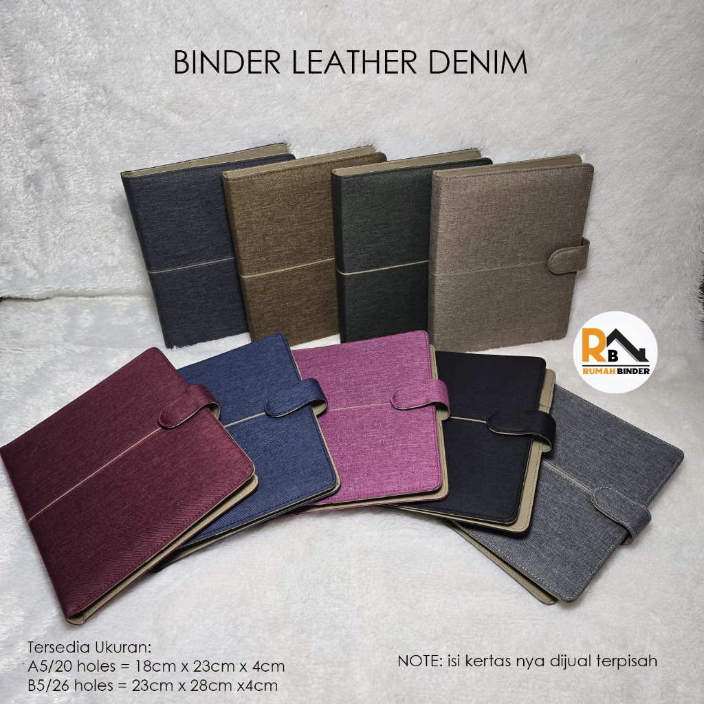 

Binder Leather Denim, Tersedia Ukuran A5/20 holes & B5/26 holes