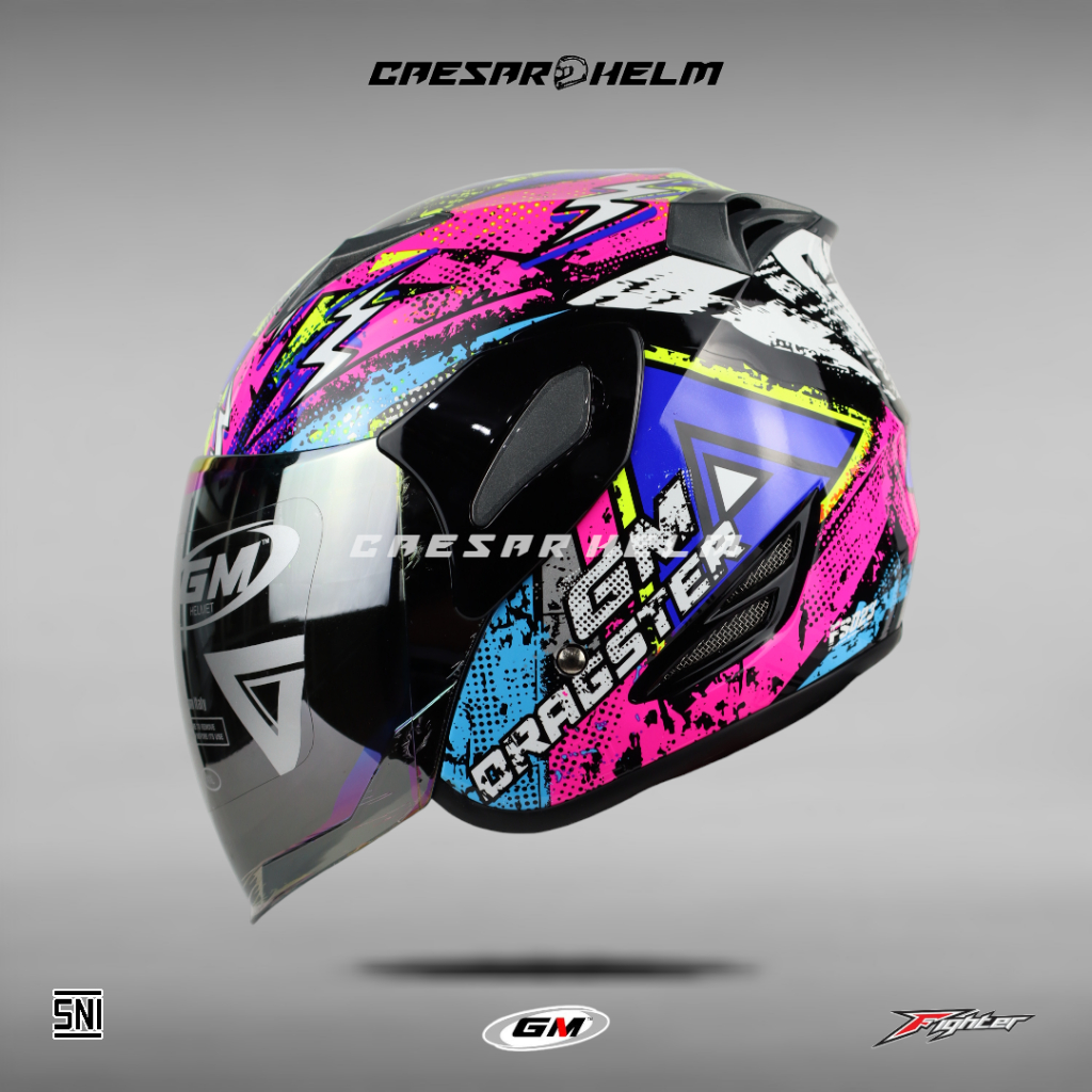 GM Fighter SR Motif Dragster - Black/Yellow - Helm Half Face