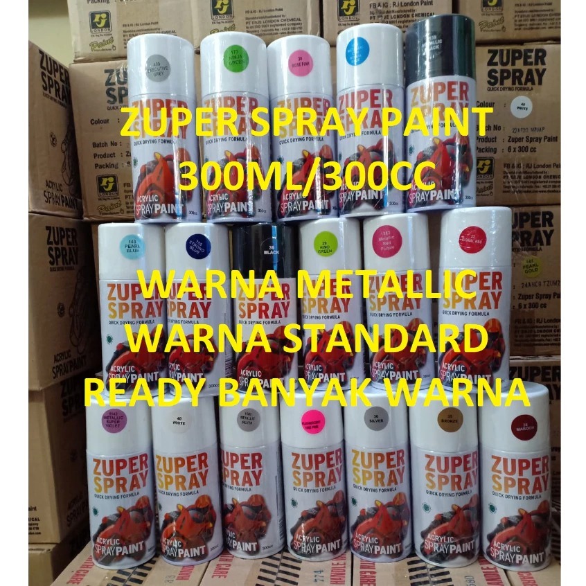 CAT SEMPROT 300cc semua warna ZUPER SPRAY pilok pilox merah kuning hijau hitam black pink ungu putih