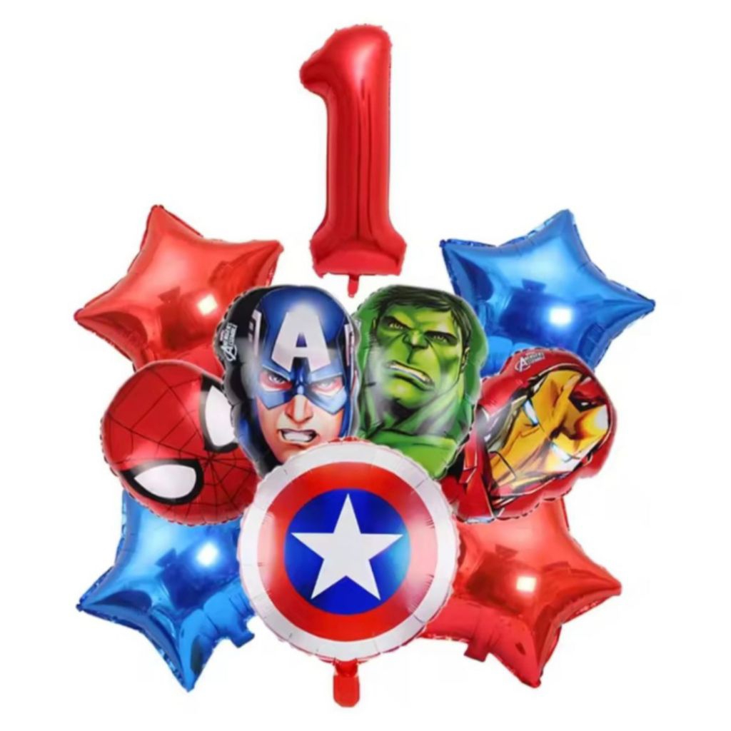 Paket balon foil angka merah jumbo avenger set balon angka merah 80cm tema avengers paket balon aven