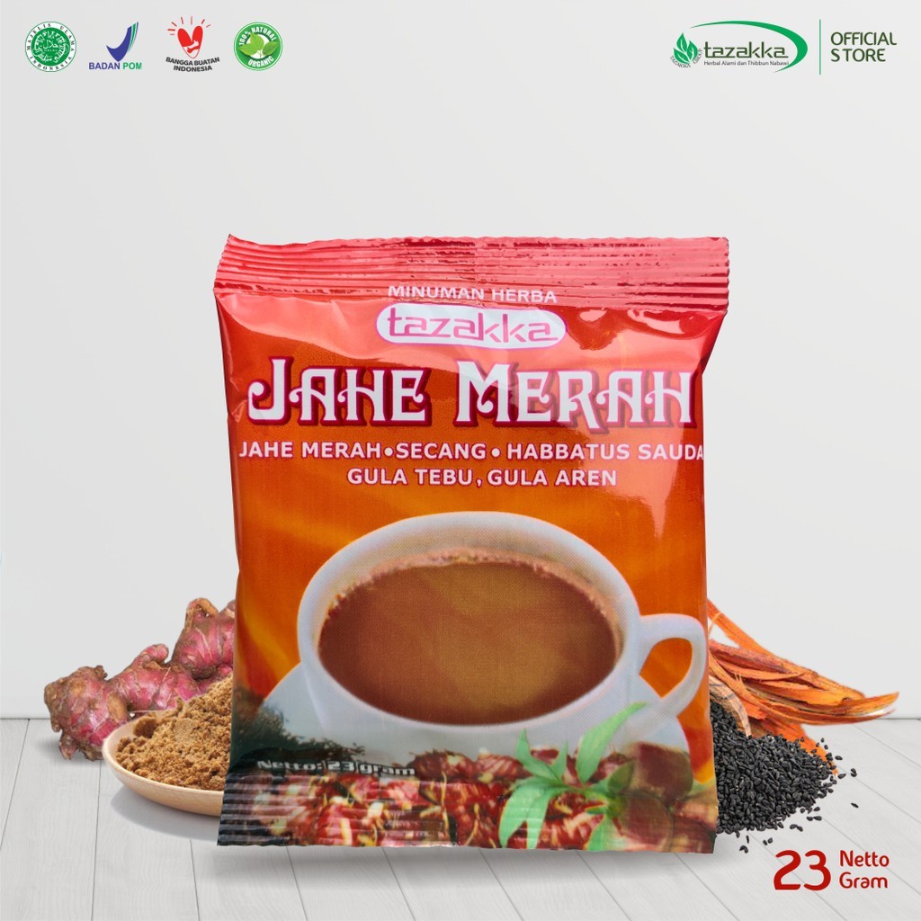

Minuman Instan Jahe Merah Original Tazakka 1 Shacet BPOM / Jahe Stamina Pria