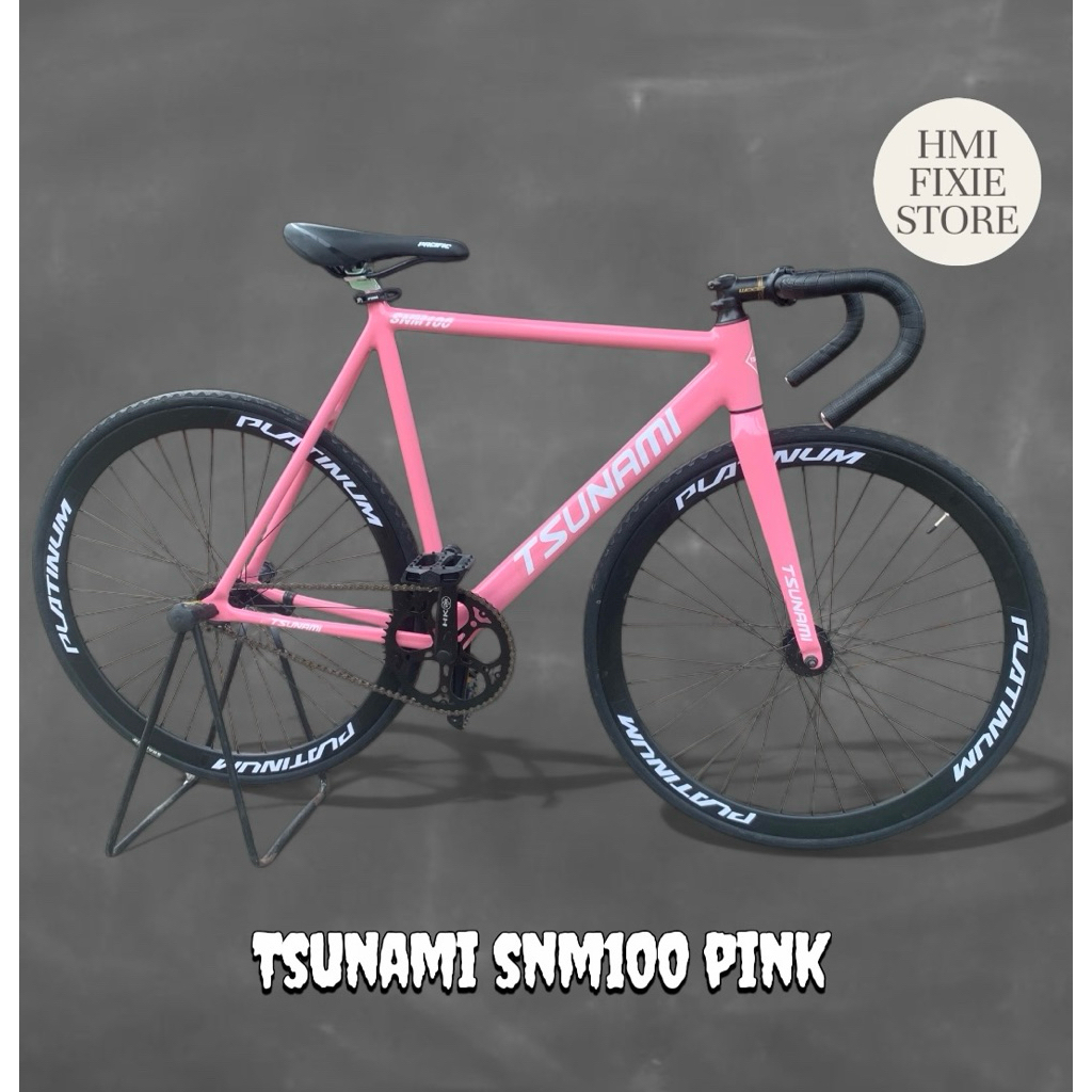 Sepeda Tsunami Snm100 Pink Fixie Fullbike (700c) Siap Pakai