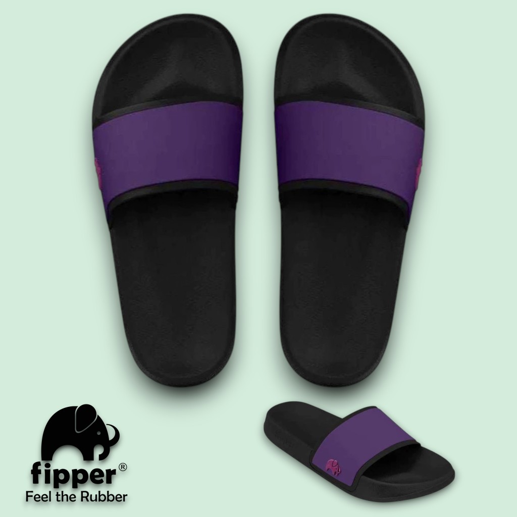 FIPPER SLIP ON BLACK / VIOLET ( GENTIAN ) / PURPLE ( PASSION ) - sandal slide pria/wanita