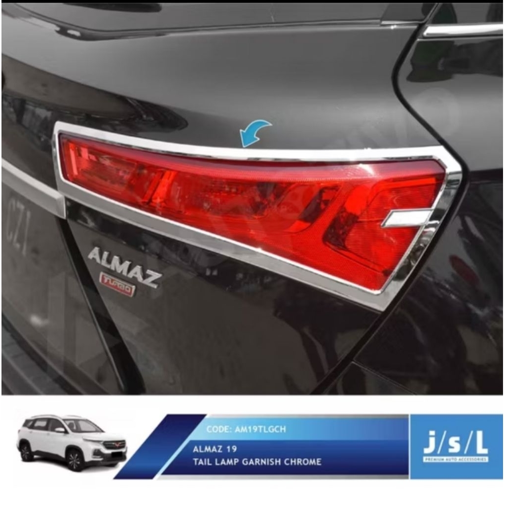 WULING ALMAZ 2019 2020 2021 GARNISH LAMPU BELAKANG LIST LIS LAMPU CHROME KROM SILVER VARIASI MOBIL J