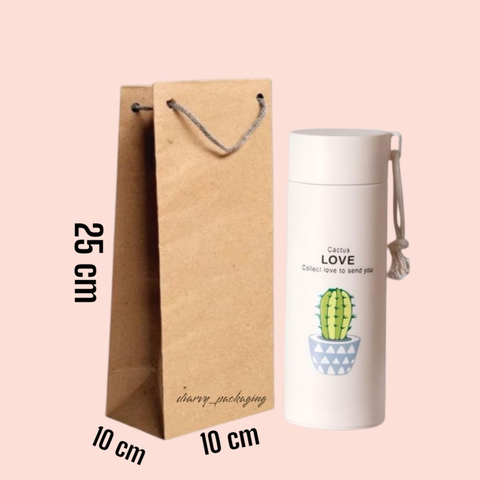

Paper bag Polos Botol ukuran 10x10x25 Minuman paperbag polos coklat tas kertas kraft samson goodie bag Termurah