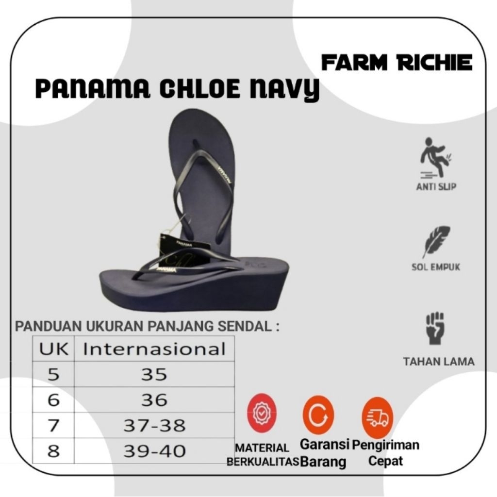 Sandal Panama Chloe Sandal Wedges Wanita Navy